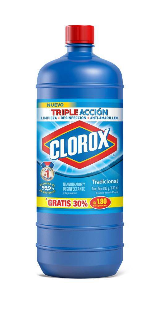 Lejía clorox tradicional triple acción 680 g
