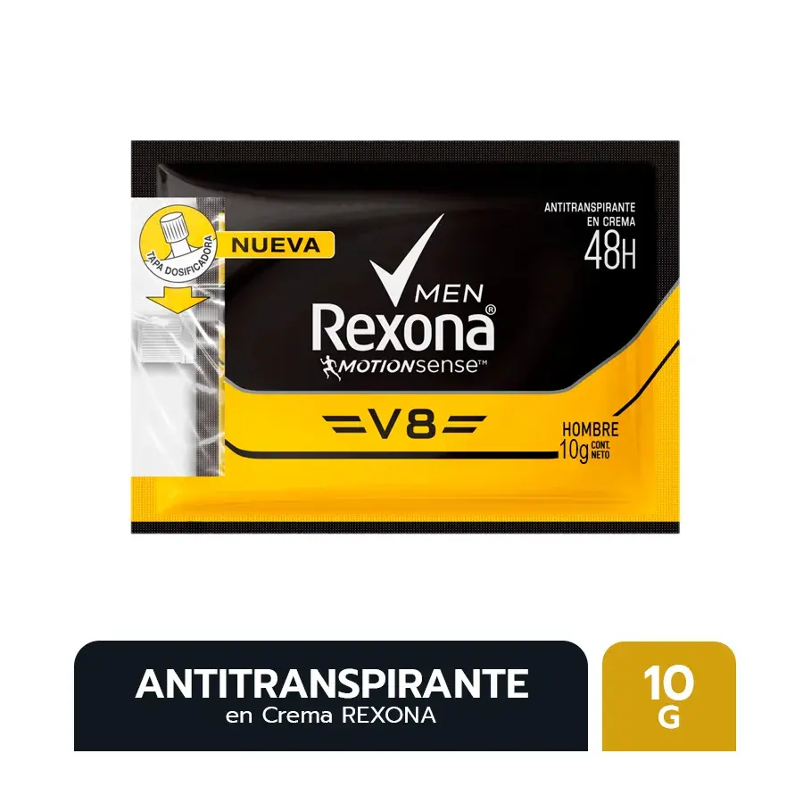 Antitranspirante en crema rexona men v8 hombre 10gr