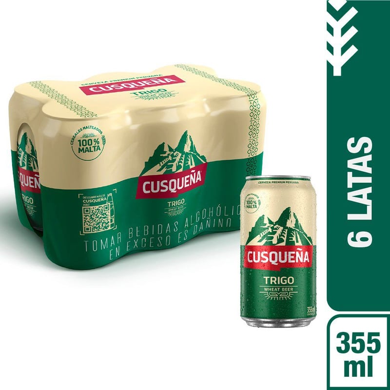 Six pack cusqueña trigo lata 355 ml