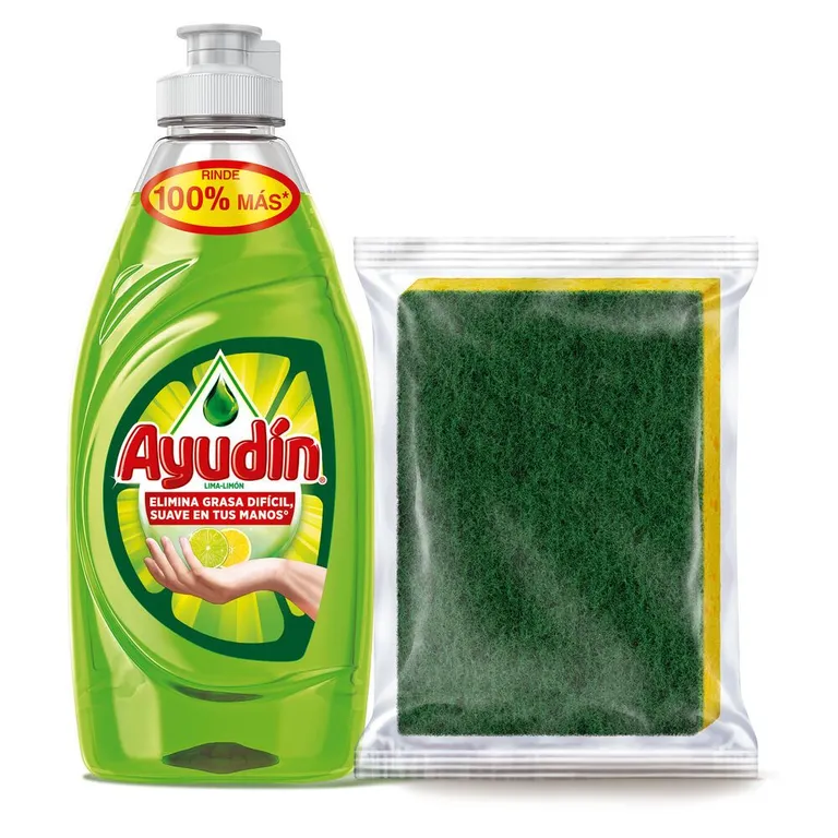 Lavavajilla liquida ayudin limon c/esponja 280ml(1-12)