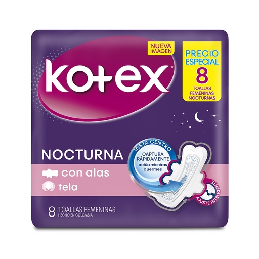 [60] Kotex nocturna tela c/alas 8 und